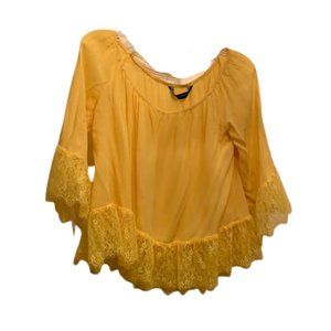 ZARA  Bright Yellow  Crop Top Blouse w Ruffles XS